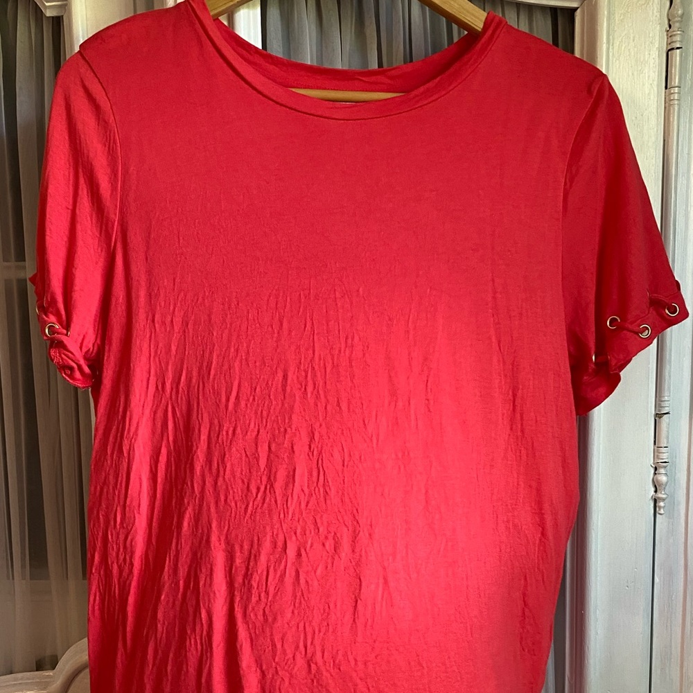 Michael Kors coral pink ss top with sleeve detail